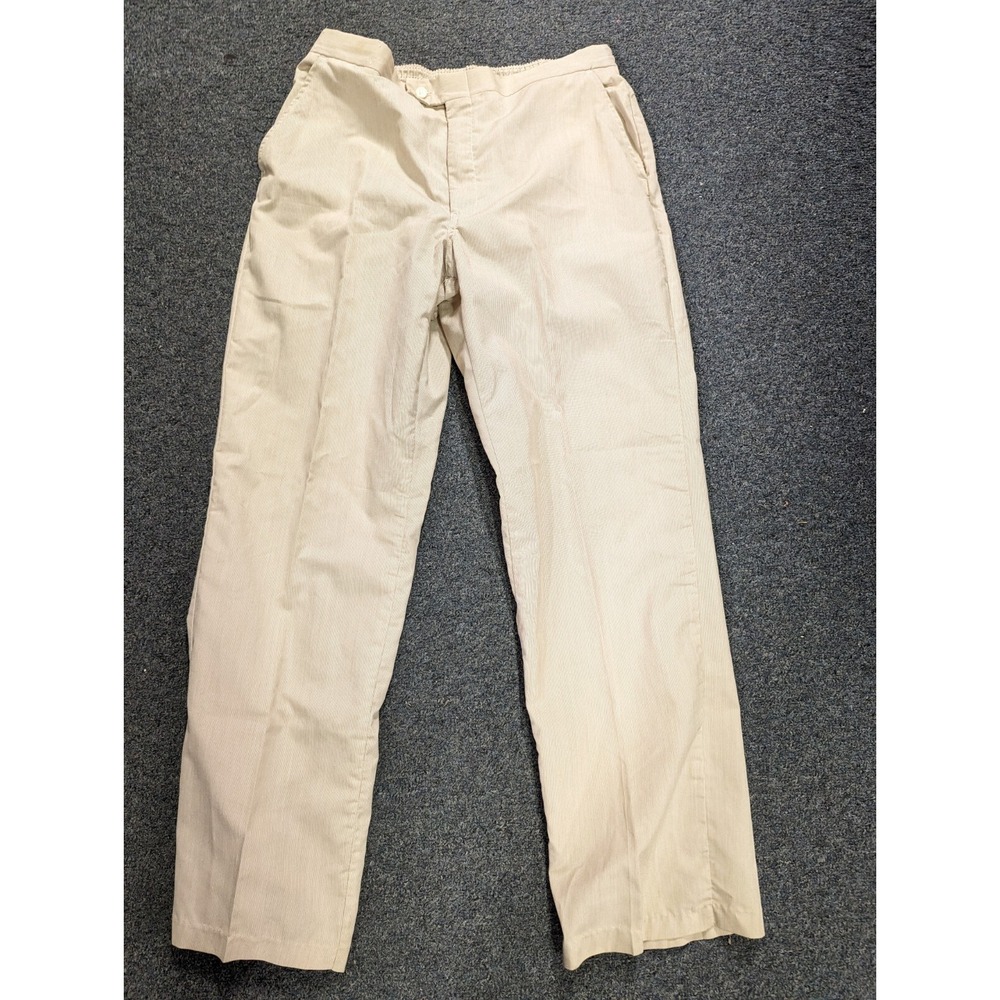 VINTAGE Arnold Palmer 38/32 tan white‎ thin stripe golf pants slacks